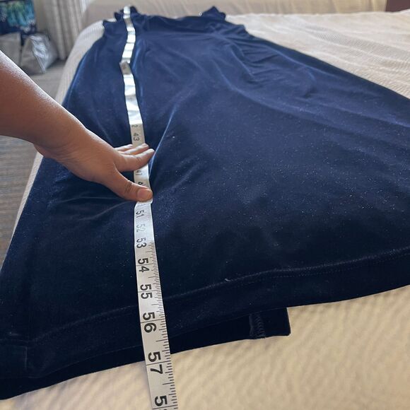 Vintage Scott Mcclintock Women's Blue Y2K Evening Gown Velvet Dress Size 14 - Picture 7 of 10